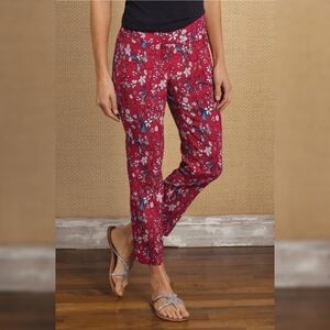 Up! Red Floral Cropped Tummy Control high-waisted floral pants